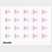 Origineel roze tekstontwerp ALOHA en de bloem Ronde Sticker (Vel)