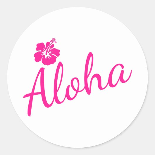 Origineel roze tekstontwerp ALOHA en de bloem Ronde Sticker (Voorkant)