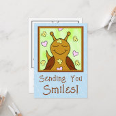 (Origineel) Schattigee Snail Sending Smiles Kleure Kaart (Voorkant / Achterkant in situ)