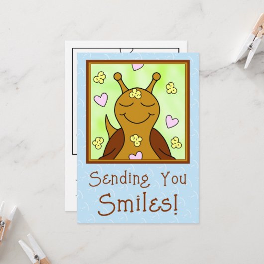 (Origineel) Schattigee Snail Sending Smiles Kleure Kaart (Voorkant / Achterkant in situ)