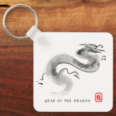 Origineel Schilderij Chinees Drakenjaar Monogram S Sleutelhanger (Voorkant)