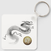 Origineel Schilderij Chinees Drakenjaar Monogram S Sleutelhanger (Achterkant)