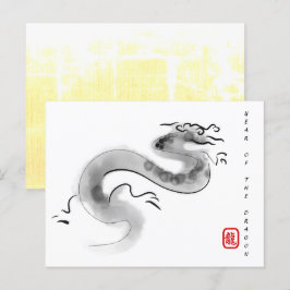 Origineel Schilderij Chinees Drakenjaar Verjaardag Feestdagenkaart