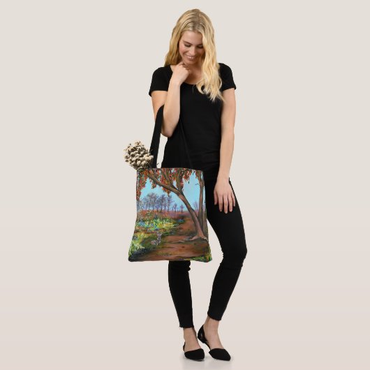 Origineel schilderij Herfstboom en konijn Tote Bag (Op model)