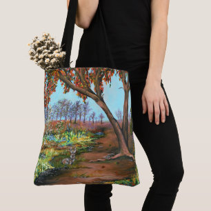 Origineel schilderij Herfstboom en konijn Tote Bag