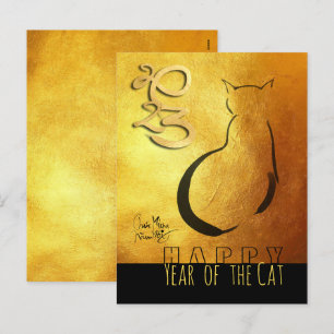 Origineel schilderij Kat Vietnamees Nieuwjaar 2023 Feestdagenkaart