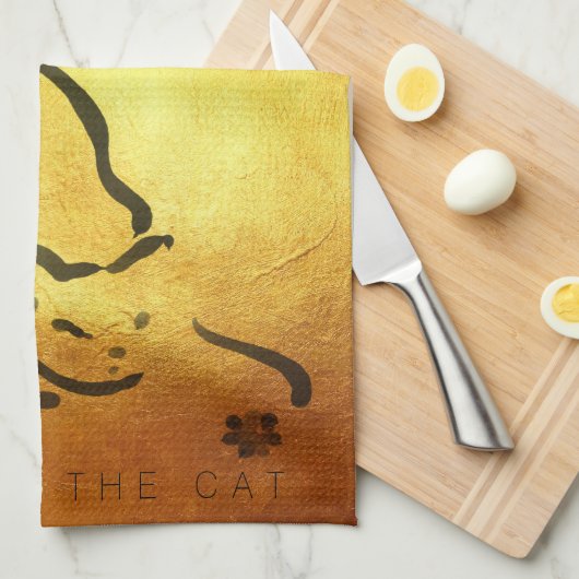 Origineel schilderij Kat Vietnamees Nieuwjaar 2023 Theedoek (Quarter Fold)