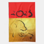 Origineel schilderij Kat Vietnamees Nieuwjaar 2023 Theedoek (Verticaal)