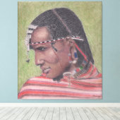 Origineel schilderij op Canvas Afrikaanse Maasai W (Insitu (Houten vloer))