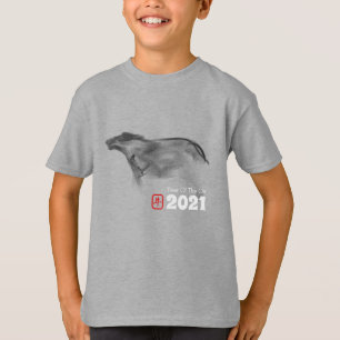 Origineel schilderij OX Chinese Kinderen T in het T-shirt