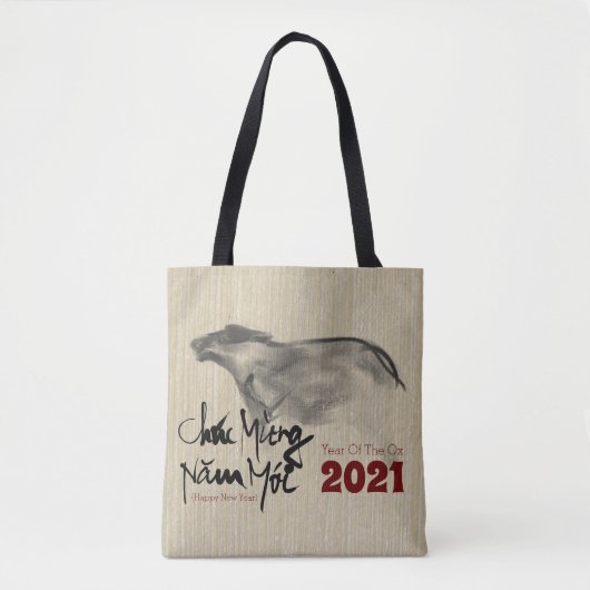 Origineel schilderij OX Vietnamees Nieuwjaar 2021 Tote Bag (Voorkant)