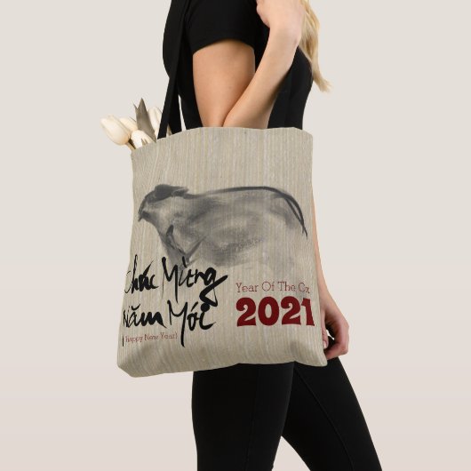 Origineel schilderij OX Vietnamees Nieuwjaar 2021 Tote Bag (Dichtbij)