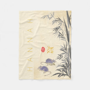 Origineel schilderij van Bamboe Rat Chinees jaar Z Fleece Deken