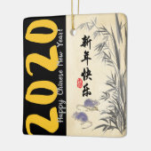 Origineel schilderij van Bamboe Ratten Wissen in h Keramisch Ornament (Links)