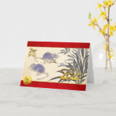 Origineel schilderij van Rats Bamboo 2020 HGC Kaart (Gele Bloem)