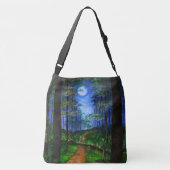 Origineel schilderij Verlaten bospad Crossbody Tas (Achterkant)