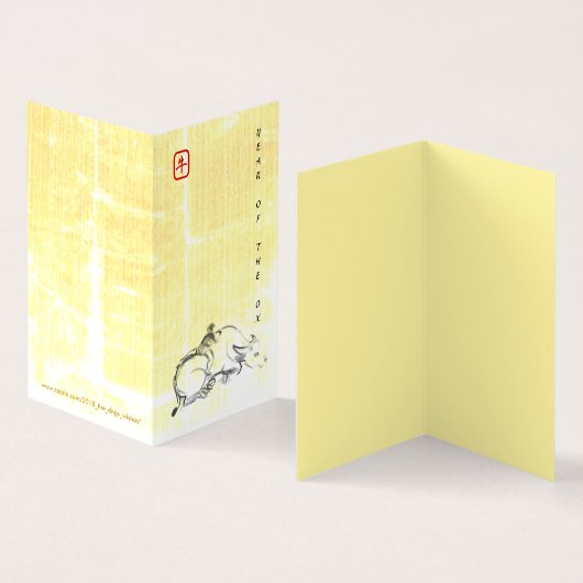 Origineel schilderij Water Buffalo Kind Os Jaar PF Kaart (Binnen en buitenkant)