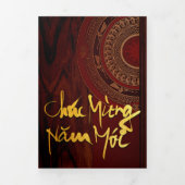 Origineel schilderkat Vietnamees nieuwjaar 2023 3F Drieluik Wenskaart (Cover)