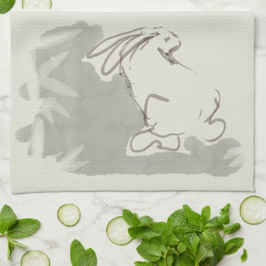 Origineel schilderkonijn Chinees jaar Zodiac KT2 K Theedoek (Gevouwen)