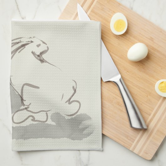 Origineel schilderkonijn Chinees jaar Zodiac KT2 K Theedoek (Quarter Fold)