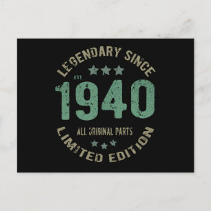 Origineel Sinds 1940 Vintage Legende Verjaardagsca Briefkaart
