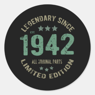 Origineel Sinds 1942 Vintage Legende Verjaardagsca Ronde Sticker