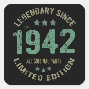 Origineel Sinds 1942 Vintage Legende Verjaardagsca Vierkante Sticker