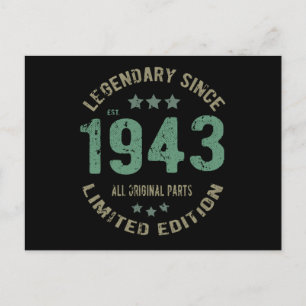 Origineel Sinds 1943 Vintage Legende Verjaardagsca Briefkaart