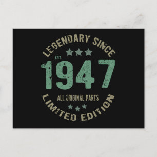 Origineel Sinds 1947 Vintage Legende Verjaardagsca Briefkaart