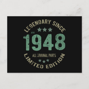 Origineel Sinds 1948 Vintage Legende Verjaardagsca Briefkaart