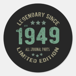 Origineel Sinds 1949 Vintage Legende Verjaardagsca Ronde Sticker
