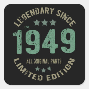 Origineel Sinds 1949 Vintage Legende Verjaardagsca Vierkante Sticker