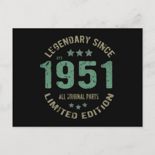 Origineel Sinds 1951 Vintage Legende Verjaardagsca Briefkaart