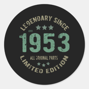 Origineel Sinds 1953 Vintage Legende Verjaardagsca Ronde Sticker