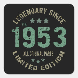 Origineel Sinds 1953 Vintage Legende Verjaardagsca Vierkante Sticker