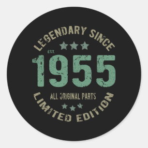 Origineel Sinds 1955 Vintage Legende Verjaardagsca Ronde Sticker
