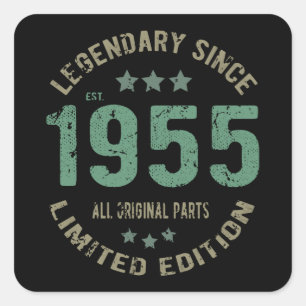 Origineel Sinds 1955 Vintage Legende Verjaardagsca Vierkante Sticker