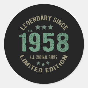 Origineel Sinds 1958 Vintage Legende Verjaardagsca Ronde Sticker