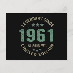 Origineel Sinds 1961 Vintage Legende Verjaardagsca Briefkaart