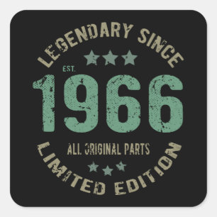 Origineel Sinds 1966 Vintage Legende Verjaardagsca Vierkante Sticker