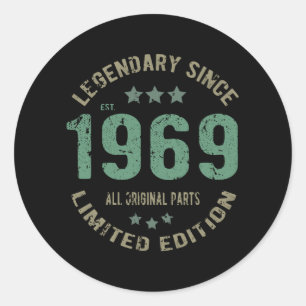 Origineel Sinds 1969 Vintage Legende Verjaardagsca Ronde Sticker