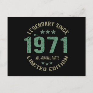 Origineel Sinds 1971 Vintage Legende Verjaardagsca Briefkaart