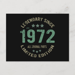 Origineel Sinds 1972 Vintage Legende Verjaardagsca Briefkaart