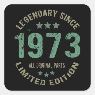 Origineel Sinds 1973 Vintage Legende Verjaardagsca Vierkante Sticker