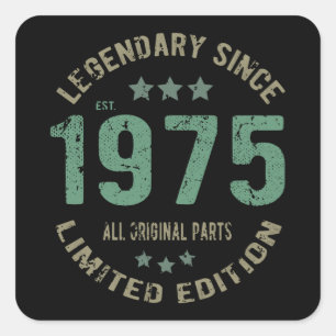 Origineel Sinds 1975 Vintage Legende Verjaardagsca Vierkante Sticker