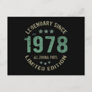 Origineel Sinds 1978 Vintage Legende Verjaardagsca Briefkaart