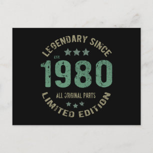 Origineel Sinds 1980 Vintage Legende Verjaardagsca Briefkaart