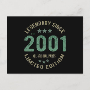 Origineel Sinds 2001 Vintage Legende Verjaardagsca Briefkaart