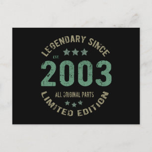 Origineel Sinds 2003 Vintage Legende Verjaardagsca Briefkaart
