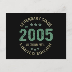Origineel Sinds 2005 Vintage Legende Verjaardagsca Briefkaart